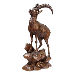 Black Forest Wood Carving of an Ibex