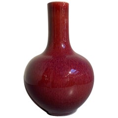 Antique Chinese Oxblood Langyao Glazed Bottle Vase, Tianquiping, Qing Dynasty