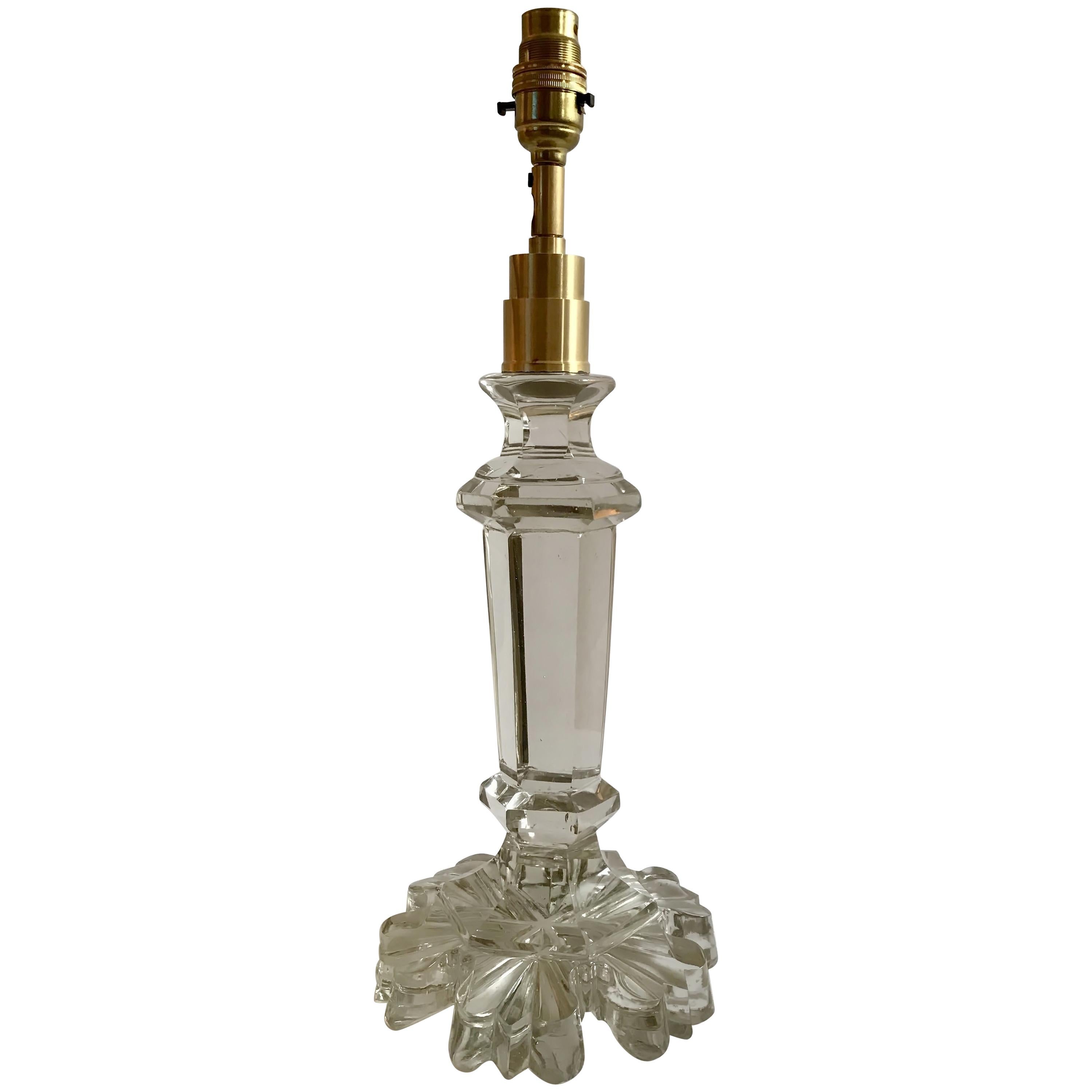 19th Century Converted Antique Crystal Table Lamp For Sale