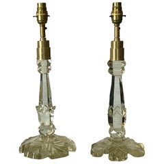 Pair of Converted 19th Century Antique Crystal Table Lamps