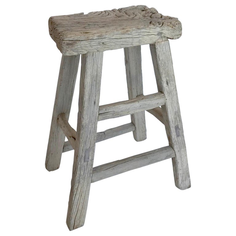 Antique Elmwood Tall Stool For Sale at 1stDibs