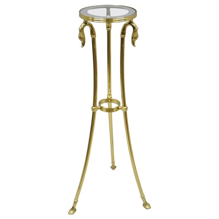 Italian Regency Neoclassical Style Brass Pedestal Plant Stand Table w Swan  Heads at 1stDibs | swan plant stand, brass plant stand, brass plant table