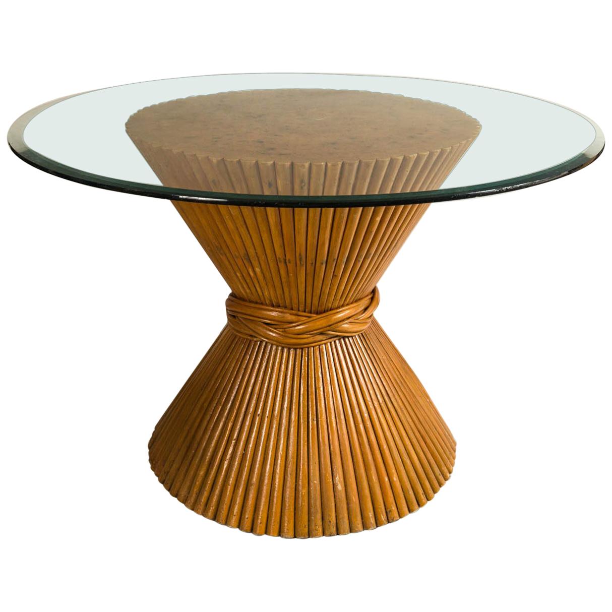 Vintage McGuire Bamboo Pedestal Table