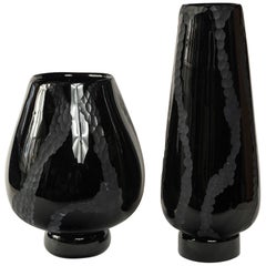  Murano Black Glass Vases, Italy