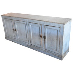 19th Century Spanish Pine Painted Four-Door Narrow Buffet