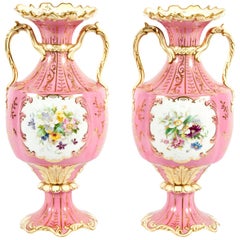 Antique Pair of English Porcelain Decorative Vases or Pieces