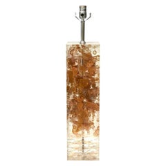 Romeo Paris Copper and Gold Leaf Embedded Lucite Column Lamp, Vintage