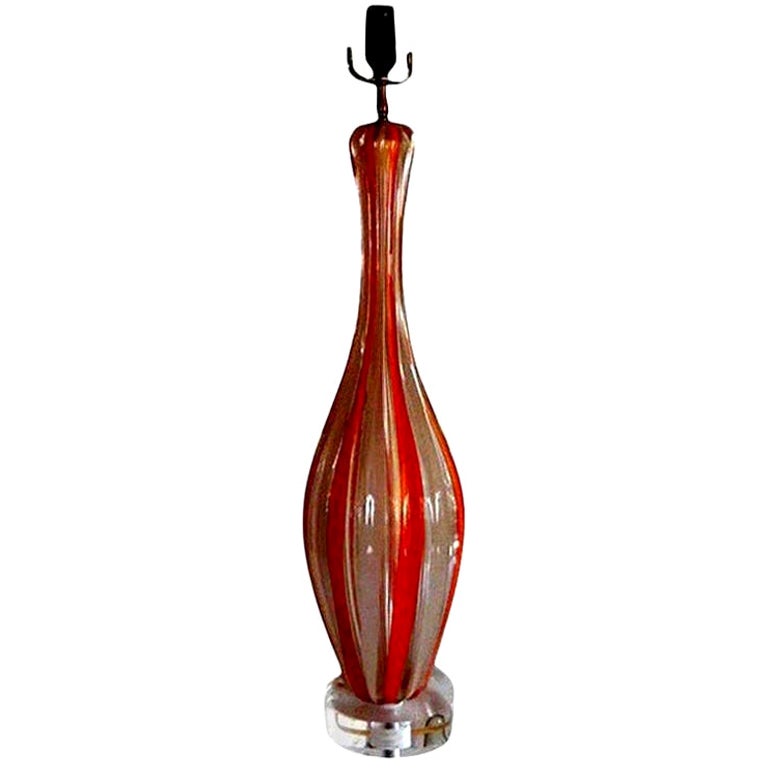 Barovier Mid-Century Modern Italian Murano Glass Lamp For Sale