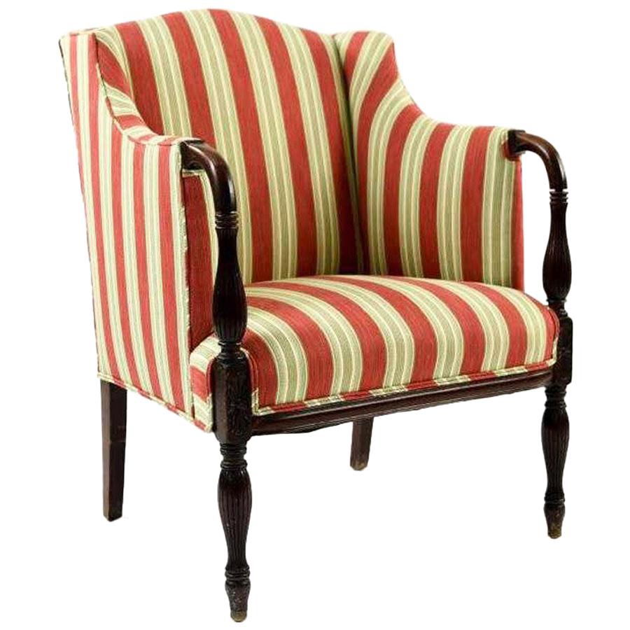 Vintage Sheraton-Style Upholstered Armchair