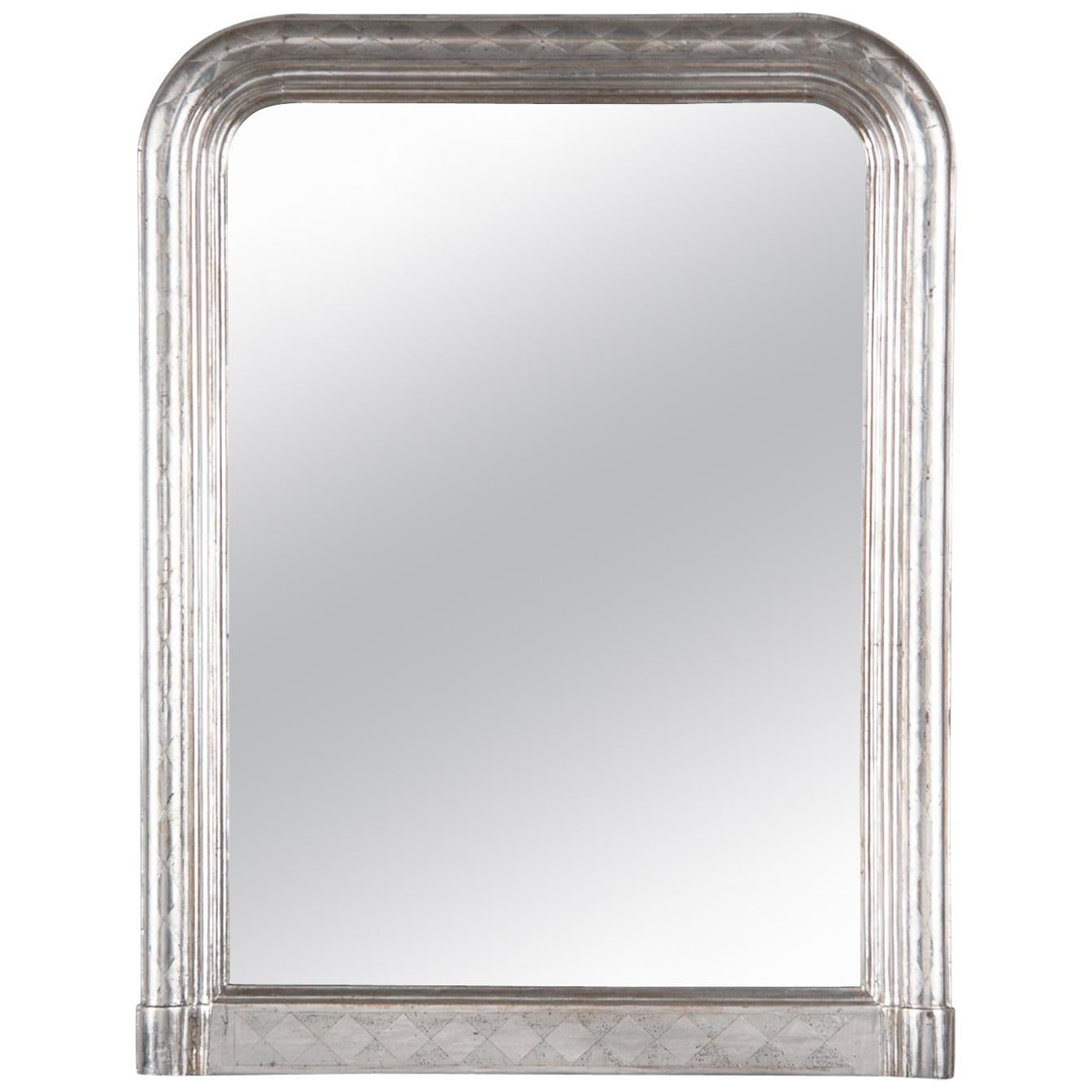 French Louis Philippe Silver Leaf Mirror, Mid-1800s