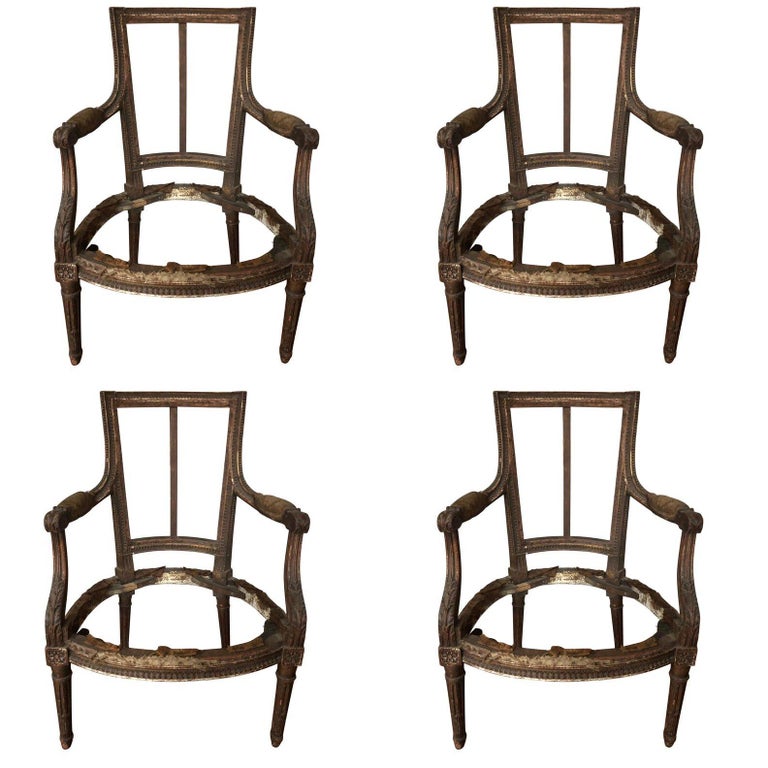 Suite of Four Louis XVI Style Chair Frames For Sale at 1stDibs