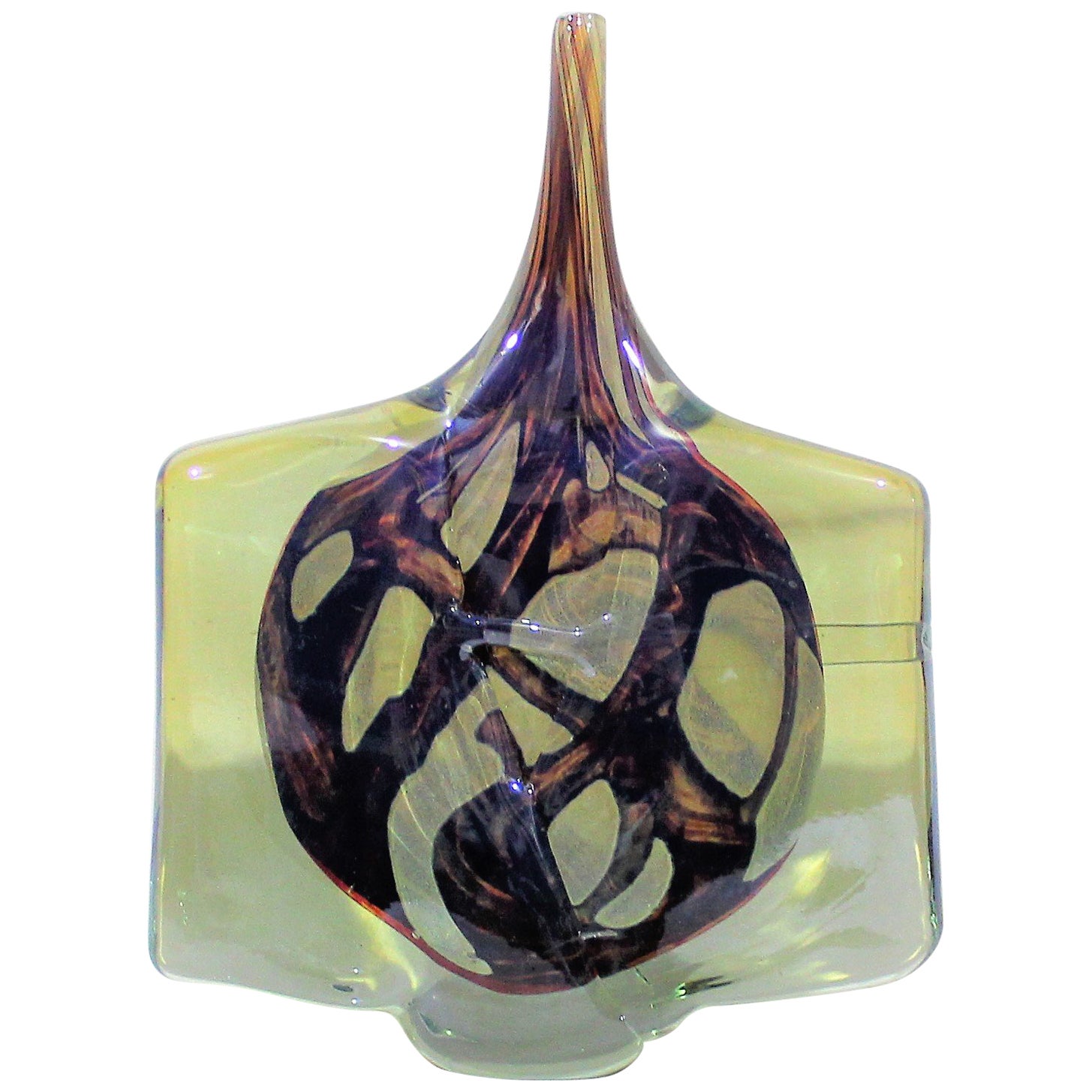 Early Handcrafted Signed Glass Vase by Michael Harris for MDina For