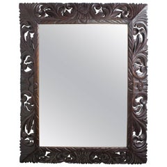 French 1920s Mirror with Hand-Carved Wooden Frame