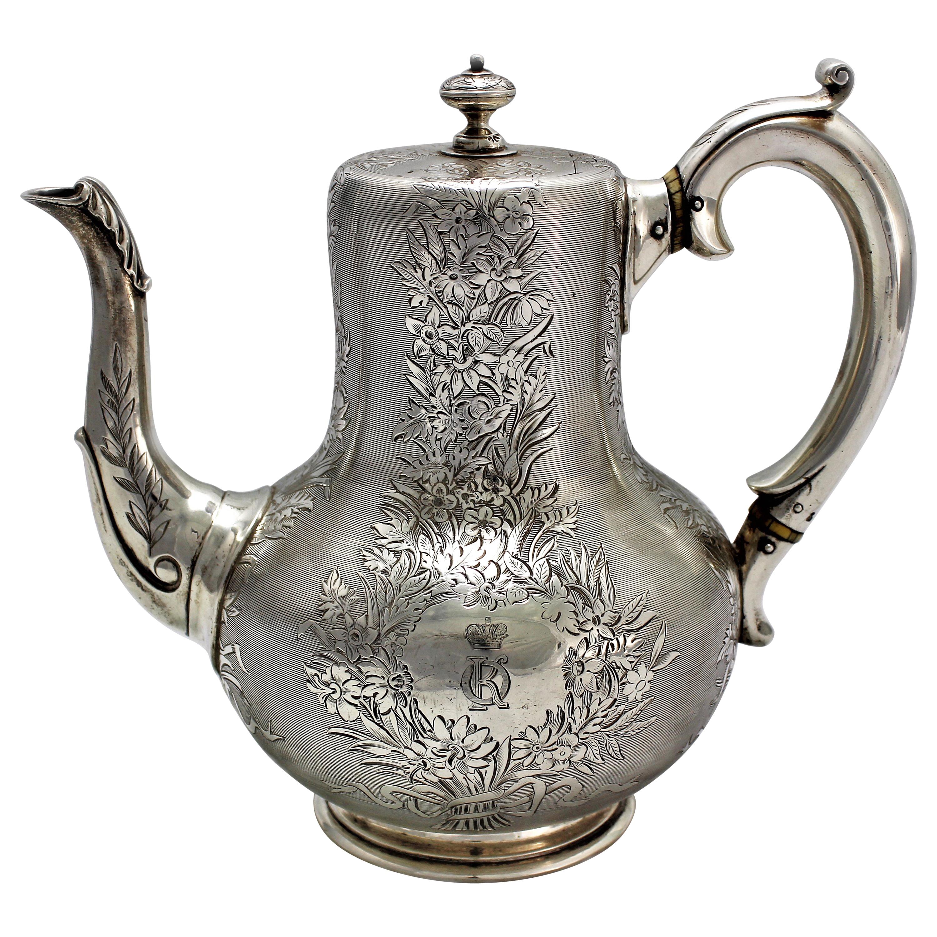 Robert Garrard Coffee Pot for Grand Duchess Olga Konstantinovna Marriage, 1867 For Sale