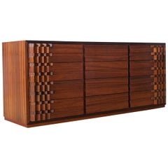 Mid-Century Modern Brutalist Luciano Frigerio Chest of Drawers in Walnut