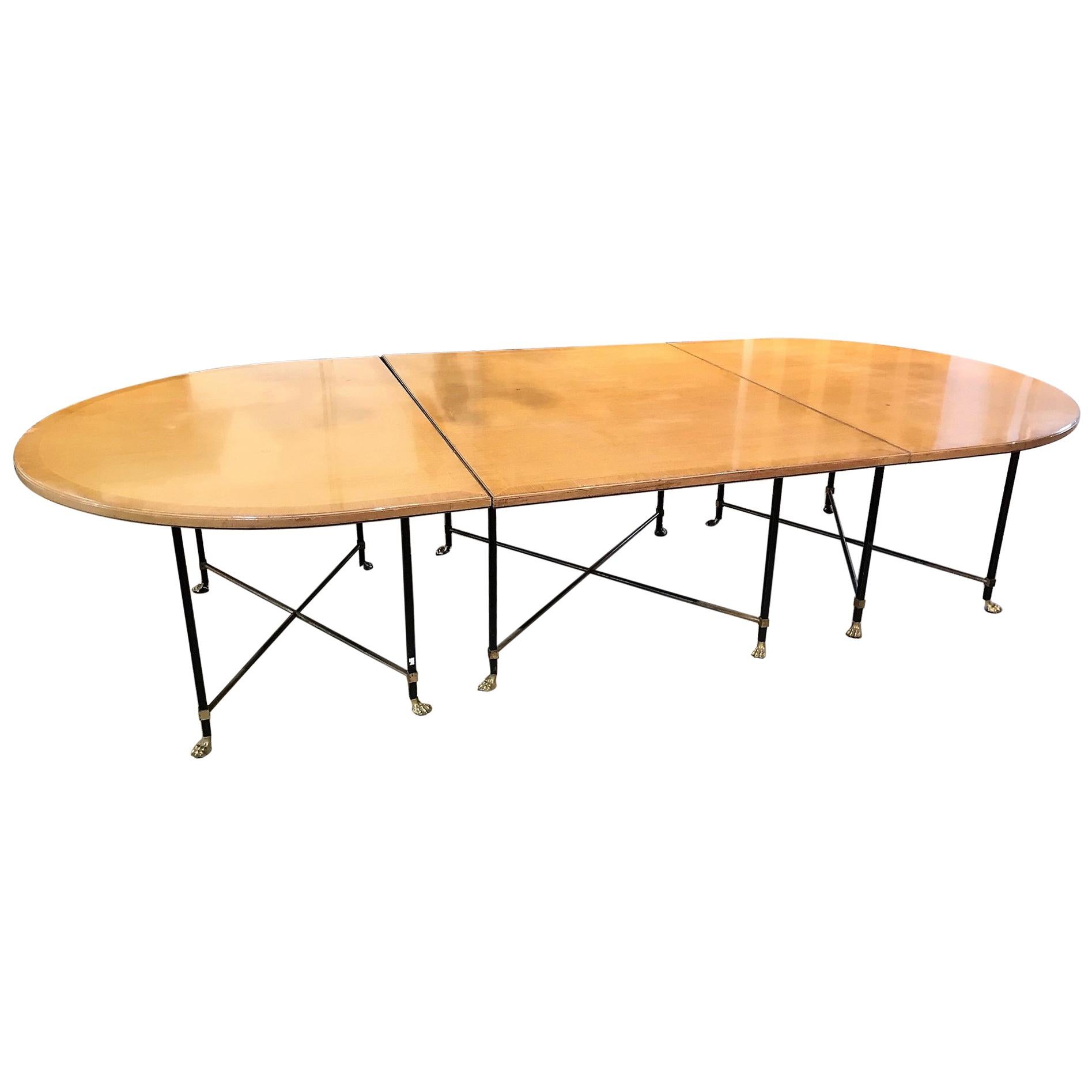 Custom Crafted Blonde Mahogany Jansen Style Dining or Conference Table