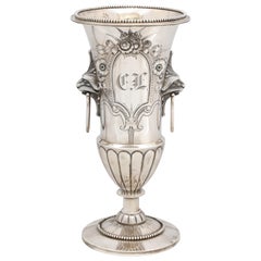 Neoclassical Coin Silver Pedestal Based Vase by Wood & Hughes