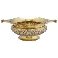 Edwardian Period Sterling Silver-Gilt Celtic-Style Centerpiece Bowl