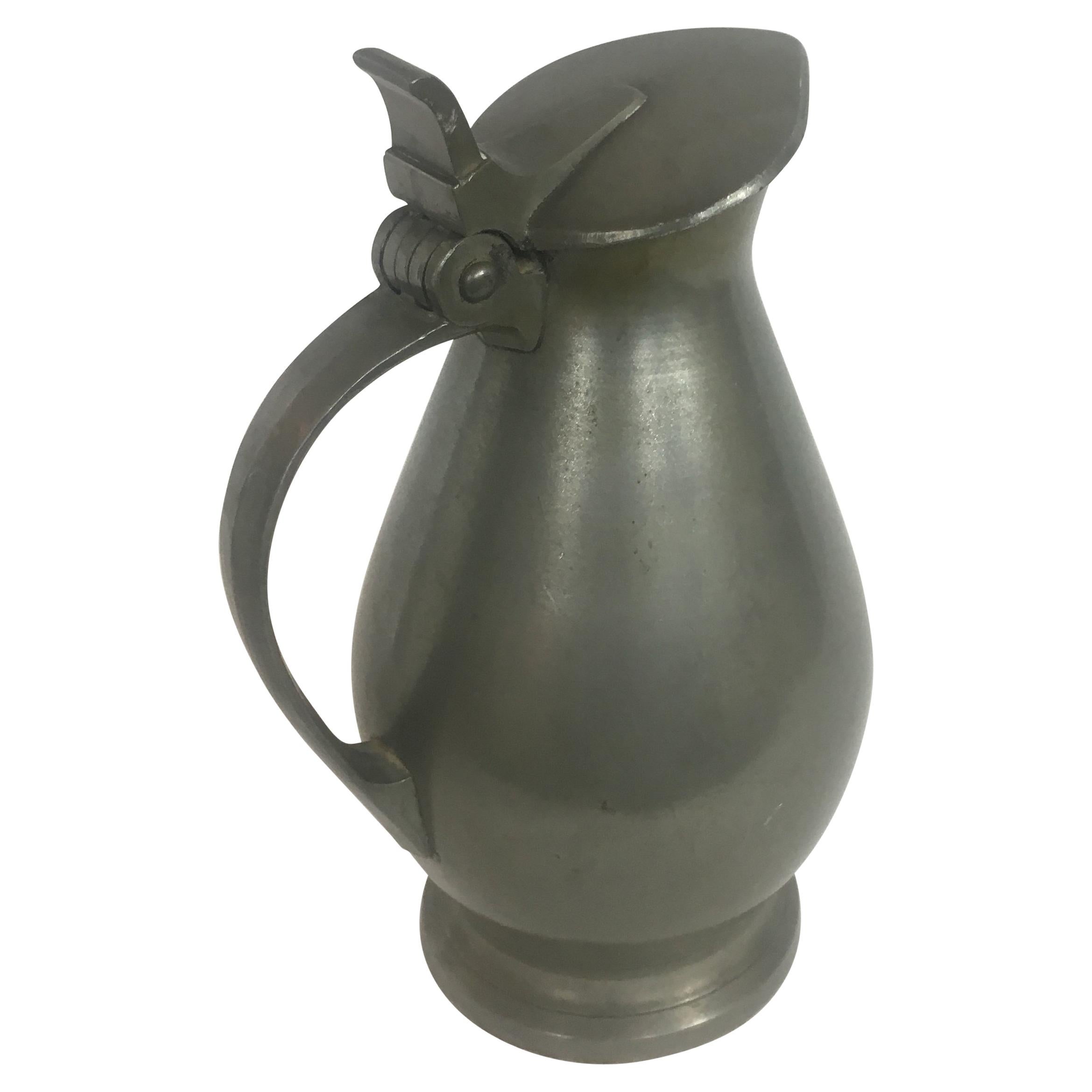 Late 18th-Early 19th Century French Pewter Flagon or Tankard, Royal Engraving