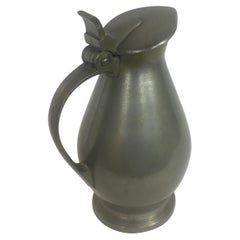 Antique Late 18th-Early 19th Century French Pewter Flagon or Tankard, Royal Engraving