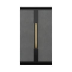 Art Deco Inspired Cupid Wardrobe in Showwood and Upholstered with Novasuede
