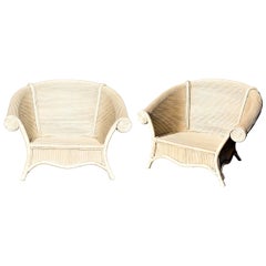 Spanish, 1980s Pair of Vintage Bamboo Armchairs