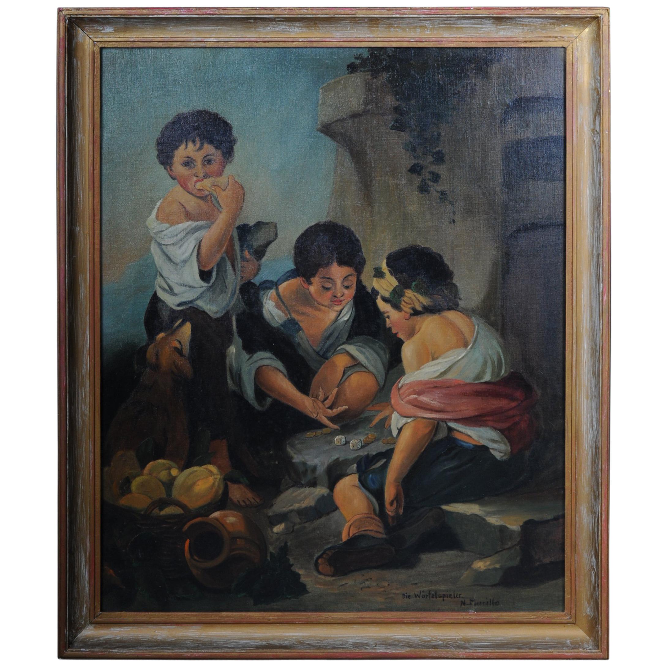 Pittura ad olio Giocatore di dadi di Gibbet dopo Murillo
