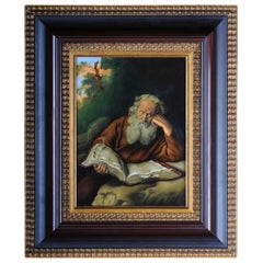 Porcelain Picture Plate Painting After Salomon Koninck "The Hermit"