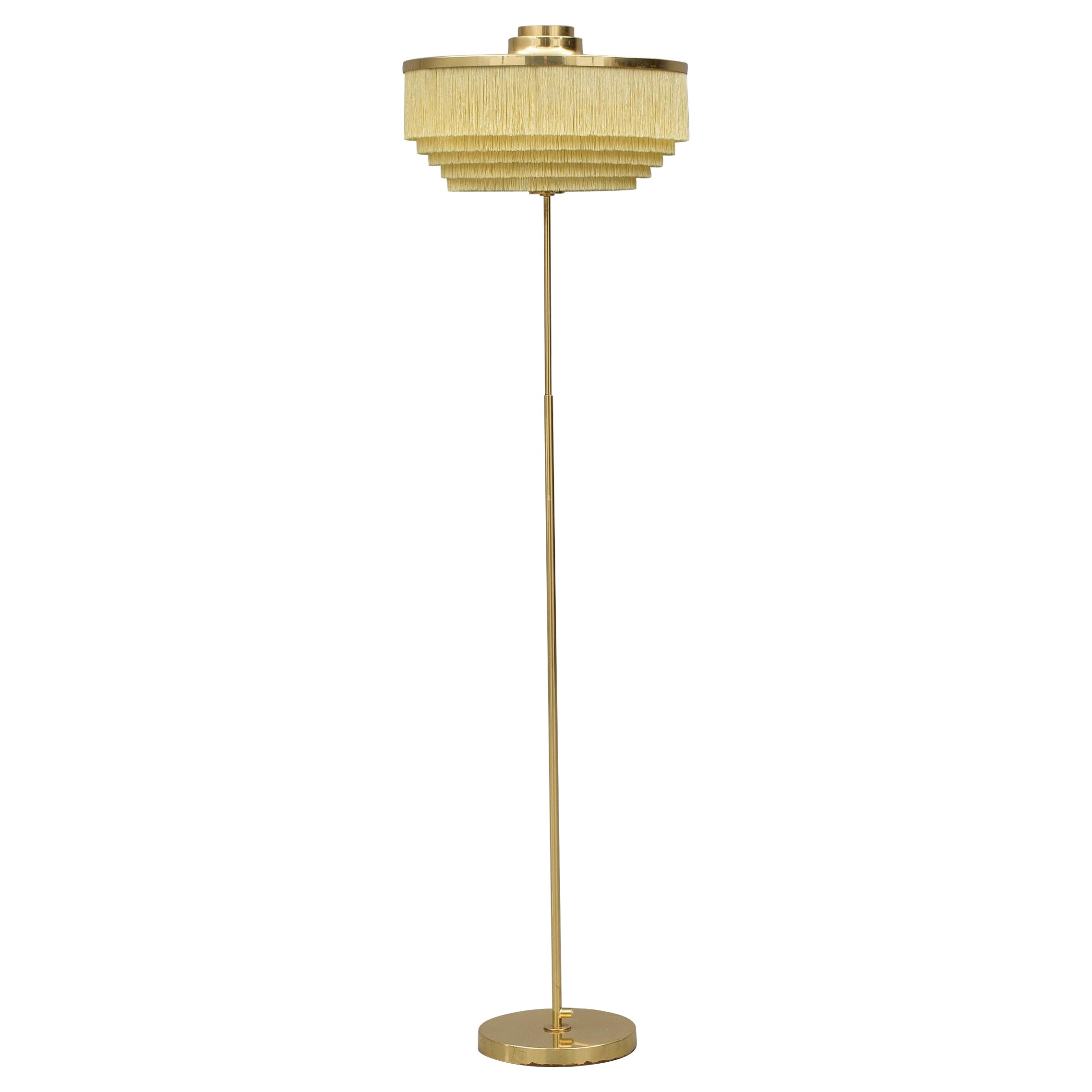Hans-Agne Jakobsson Model G-110 Silk Fringe Brass Floor Lamp For Sale