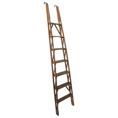 Architectural Oak Library Ladder in the Style of Franco Albini