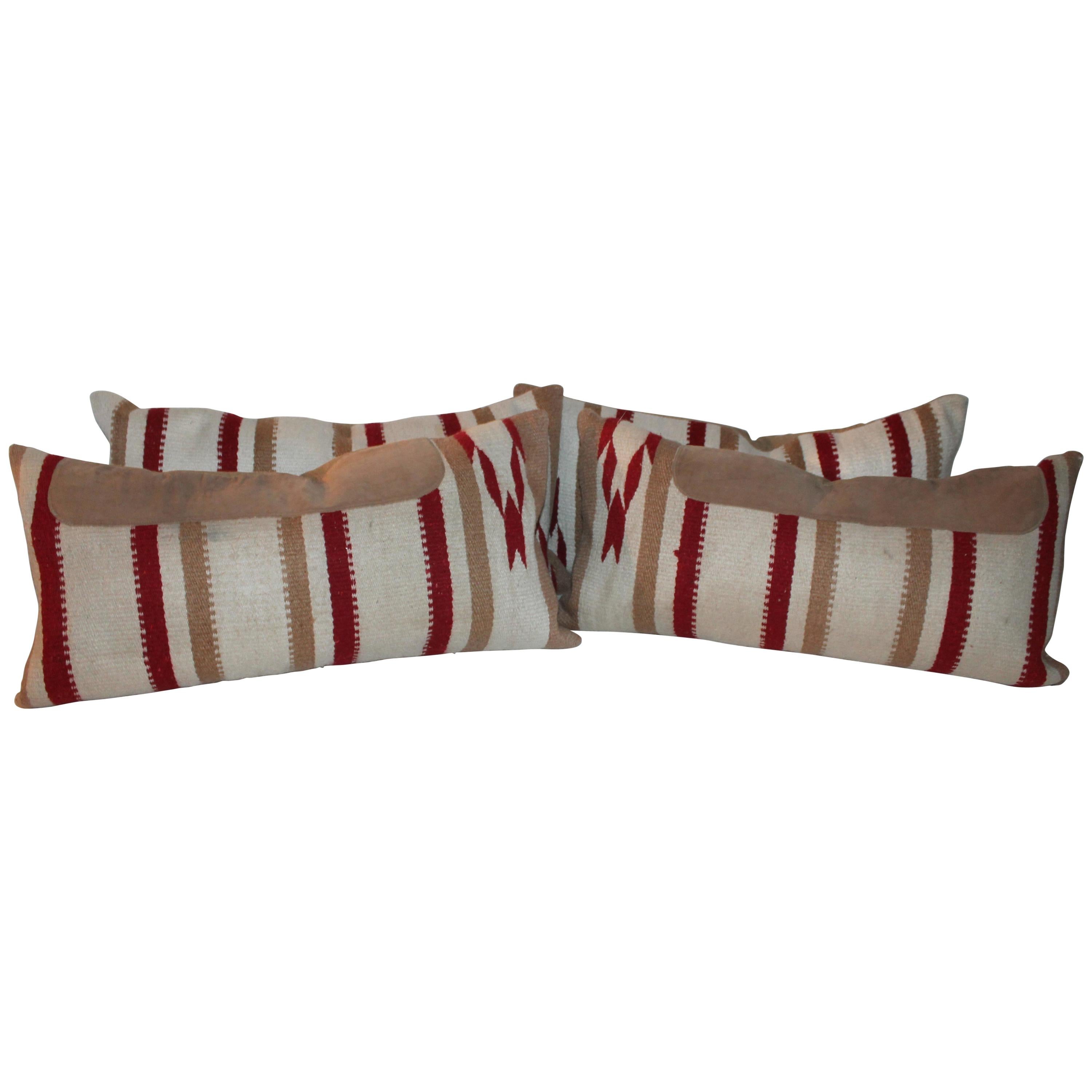 Navajo Indian Weaving / Saddle Blanket Pillows, Pair For Sale