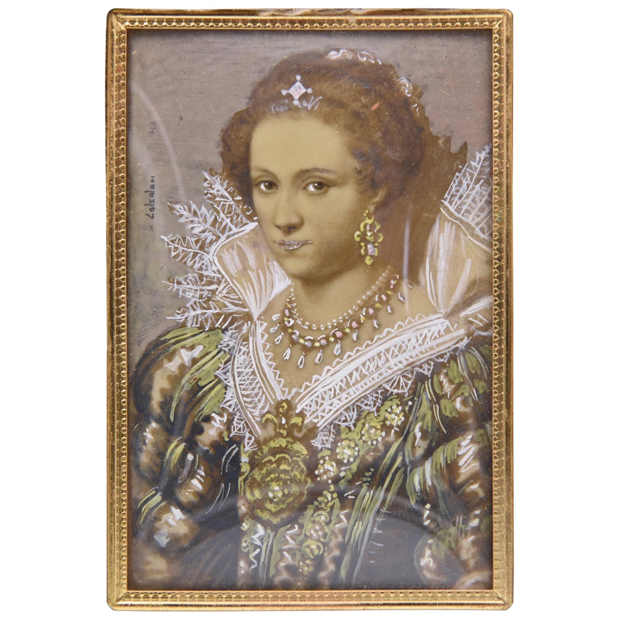 Portrait Painting of a Royal Elizabethan Woman by Ida Calzolari