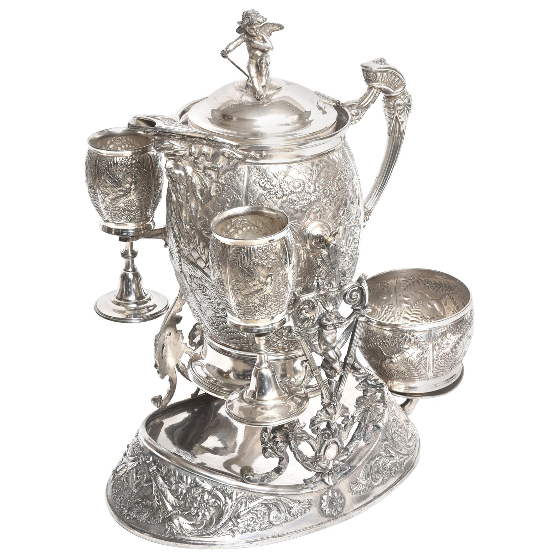 Meriden-Silberteller, ästhetische figurale Zitronen-Eis- und Wasserfliesenkrug