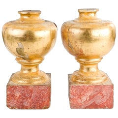 Spanish, 17th Century Pair of Gold Gilded Rounded Tops