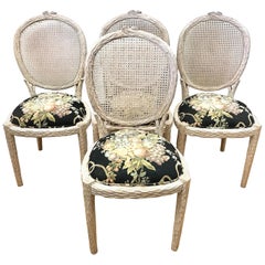 Carved Faux Bois Branch Chairs Caneback Cane Back
