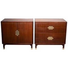 Mid Century Modern Case Pieces And Storage Cabinets 8 858 For Pair Of Midcentury Walnut Chests With Br Hardware