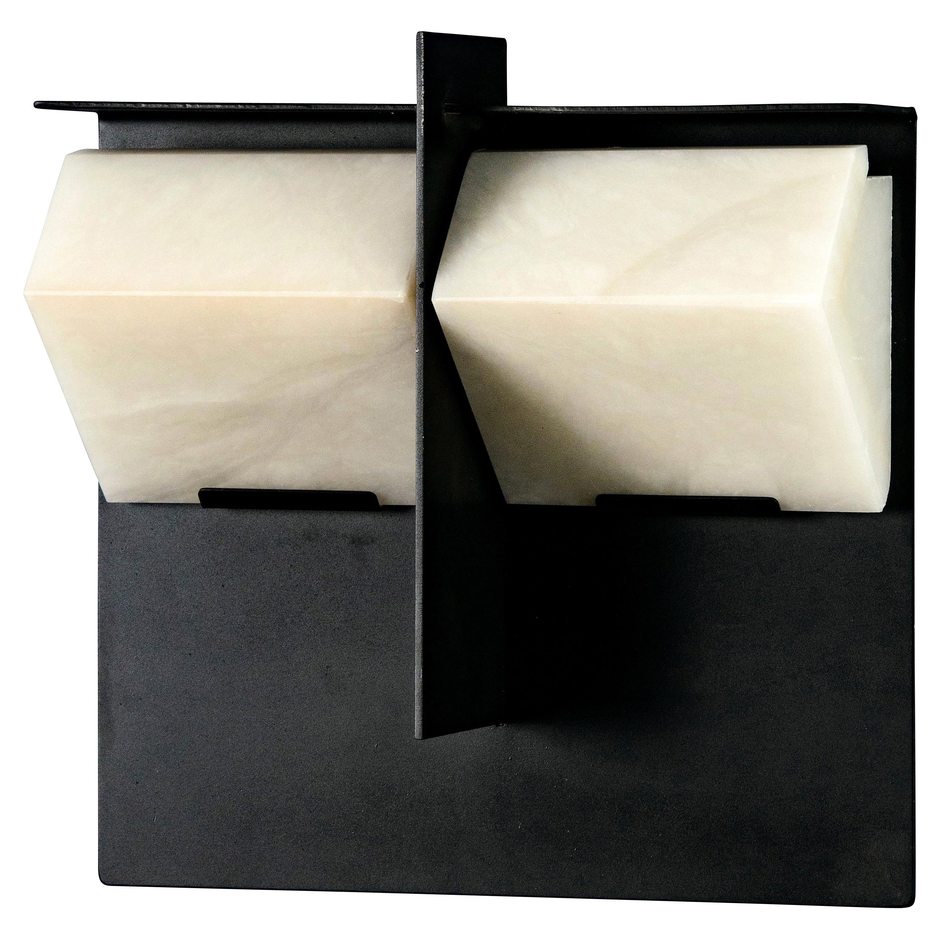 Large 'Mask I' Model #230 Alabaster Sconce in the Manner of Pierre Chareau