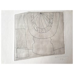 Ben Nicholson Türkische Sonnenuhr und Säule:: 1967 35/50:: Radierung