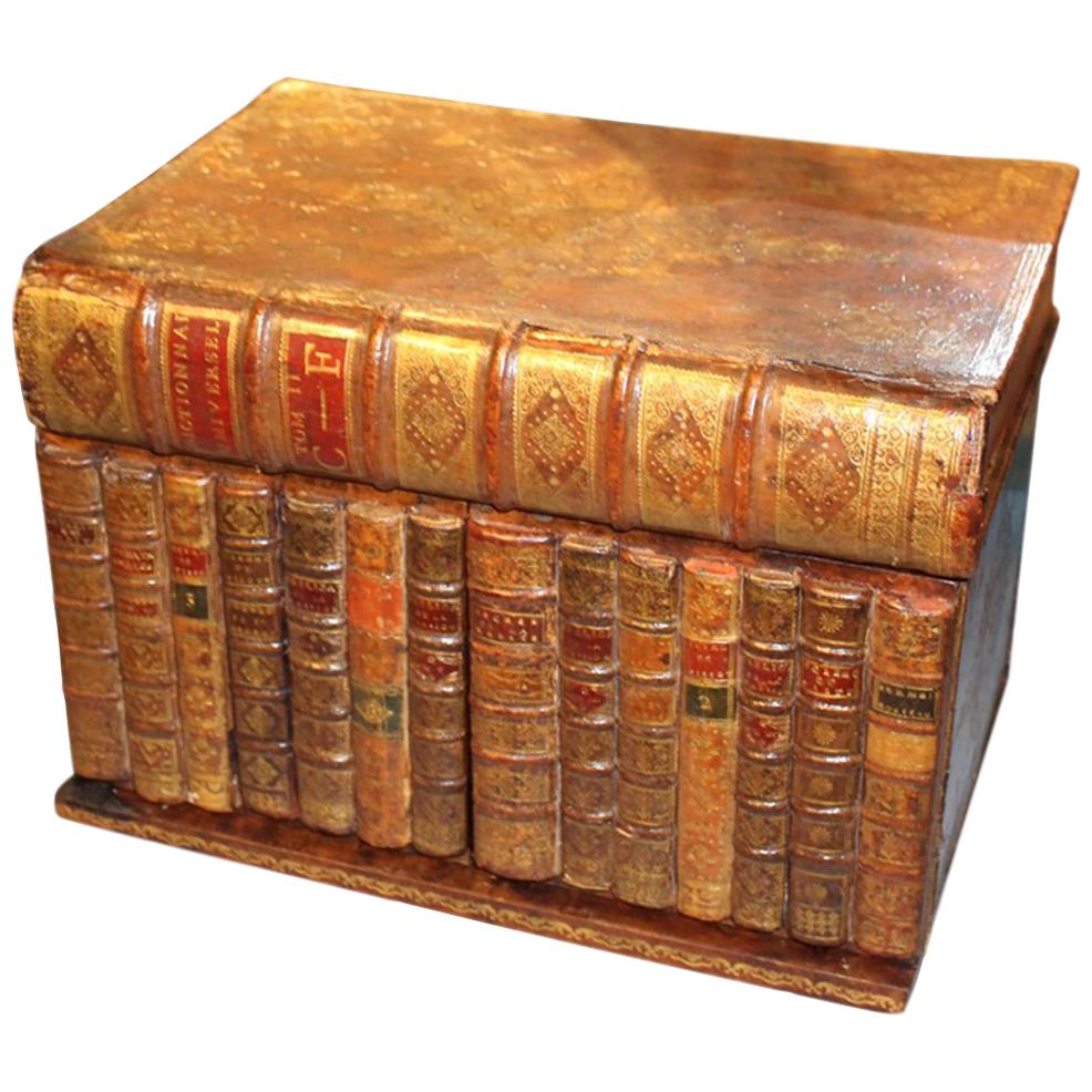 19th Century Mahogany Tantalus in the Form of Leather Bound Books