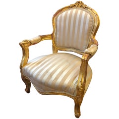 Low French Giltwood Armchair or Side Chair