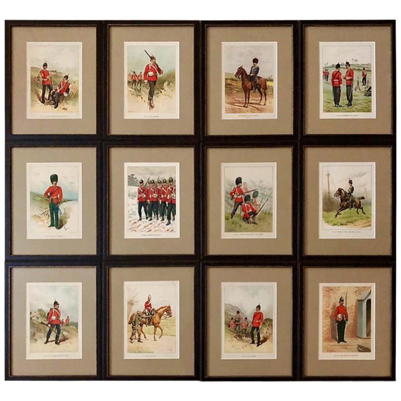 Set of 12 Chromolithographs from 1890 for “Her Majesty’s Army" by Walter Richard