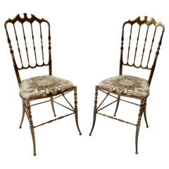 Pair of Brass Italian Chairs by Chiavari