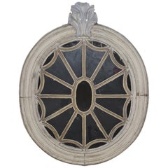 18th Century Wooden Window Frame with Metal Fan Light and Original Glass