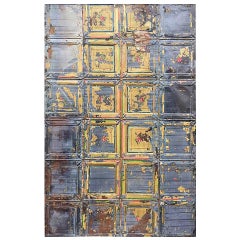 19th Century Zinc Panel with Hand Painted Flowers