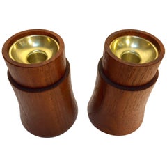 Pair of Midcentury Danish Modern Dansk Teak Candleholder