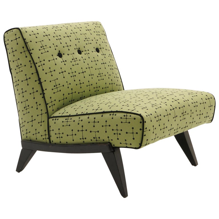 Midcentury Armless Lounge Slipper Chair Newer Green Eames Fabric