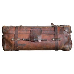 Antique English Leather Travel or Steamer Trunk by John Pound & Co. England, circa 1883