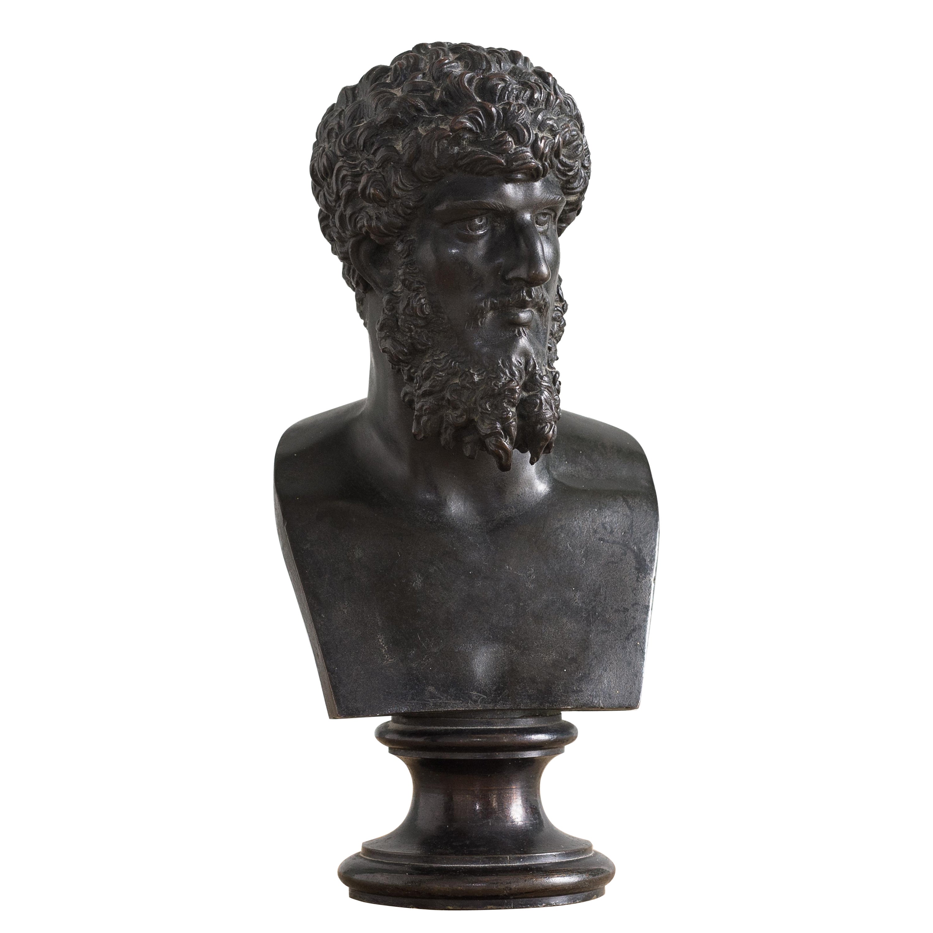 Buste de Lucius Verus en bronze italien du milieu du XIXe siècle en vente