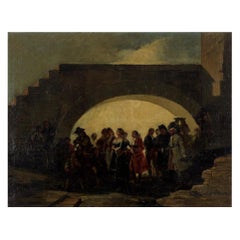 19th Century "the Wedding" Oil on Canvas Painting by Eugenio Lucas Velázquez