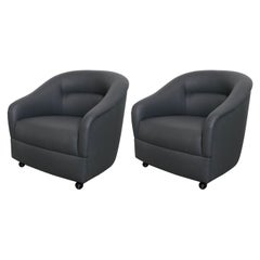 Pair of Mid-Century Modern Ward Bennett Barrel Back Club Chairs